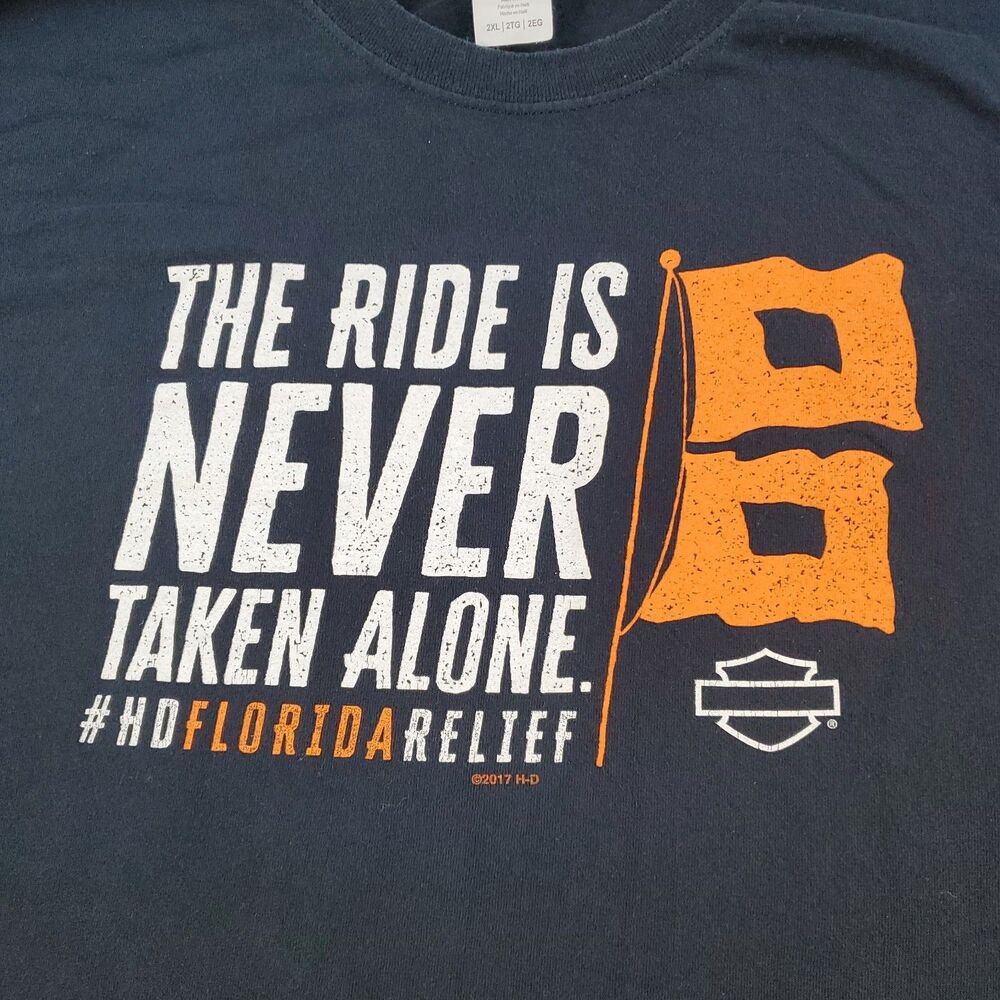Harley Davidson Florida Relief TShirt Mens 2XL Black The Ride is Never Taken Alo - Picture 16 of 16